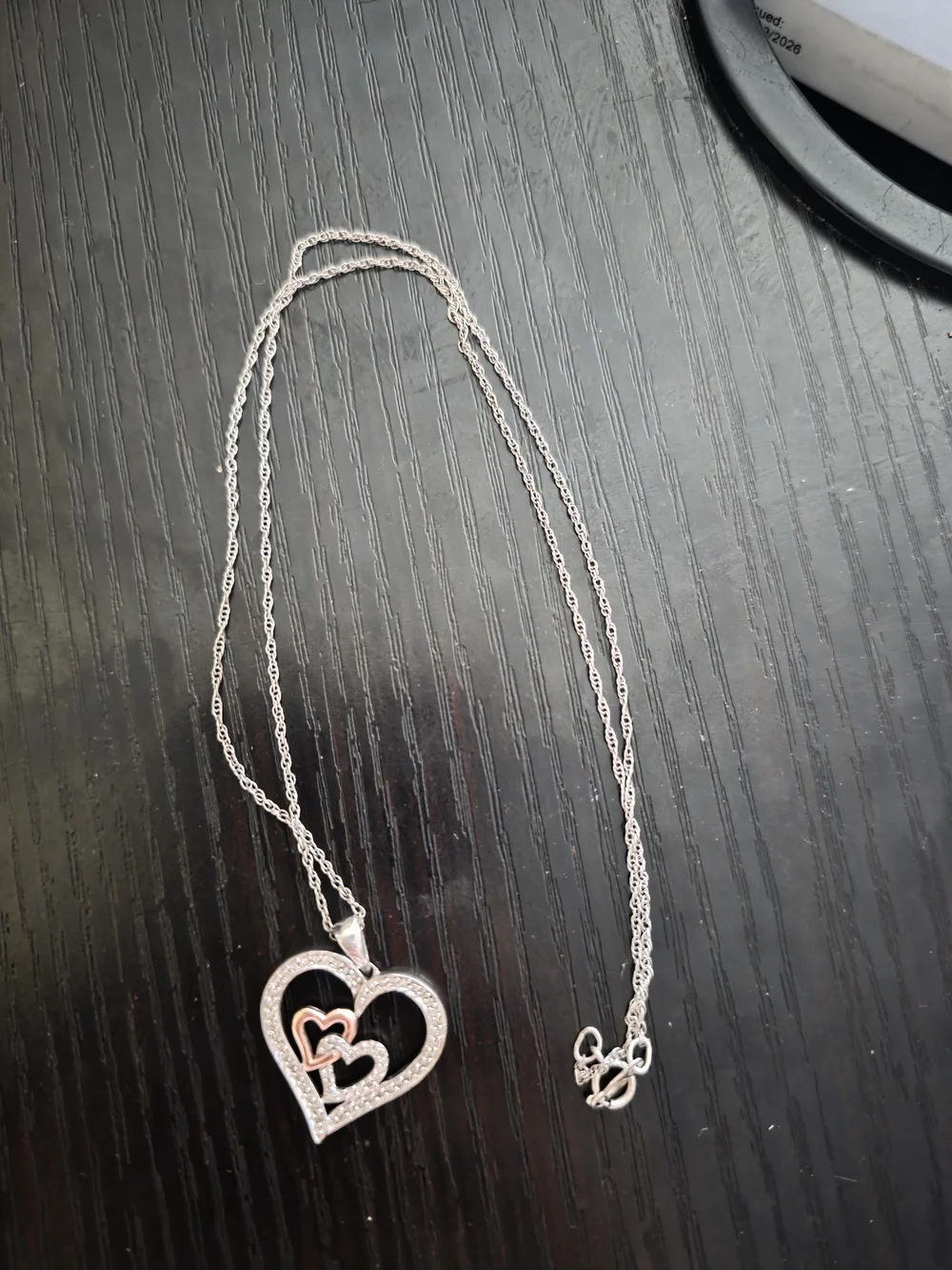 Kohl's Silver and Rose Gold Double Heart Pendant Necklace